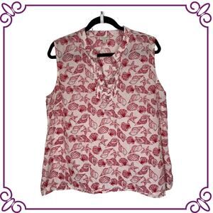 Talbots Red and White Floral Tank Top